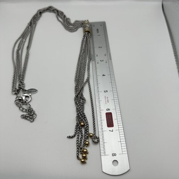 Chico's Necklace Jewlery Statement 30" Adjustable Silver Tone Multistrand Y Drop - Picture 6 of 6